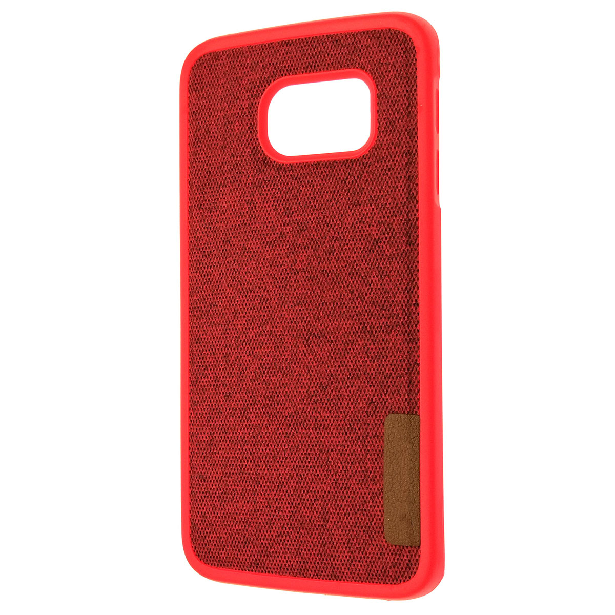 Чехол накладка для SAMSUNG Galaxy S6 Edge, экокожа, цвет красный.