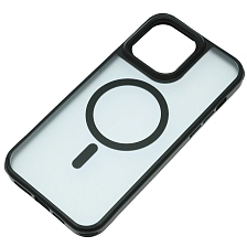 Чехол накладка Sky Armor с поддержкой MagSafe для APPLE iPhone 14 Pro Max, сменные уголки для шнурка, прозрачный, цвет окантовки черный