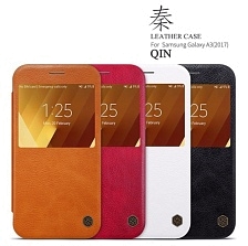 QIN чехол-книга Nillkin SAMSUNG Galaxy A3 2017/A320 /кожа/с окном/ красный.