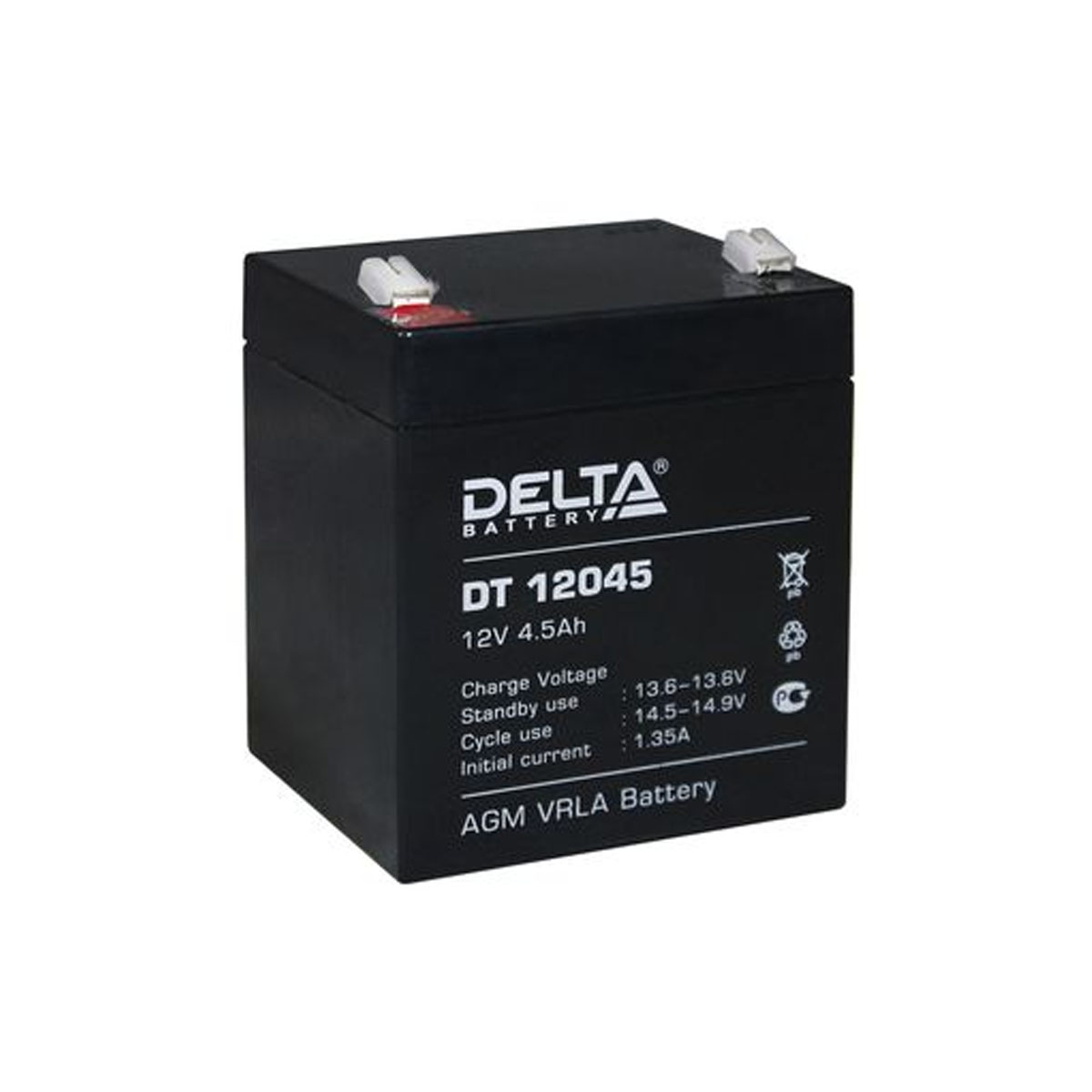 Батарея аккумуляторная свинцово-кислотная Delta DT12045, 12V 4.5Ah, цвет черный