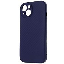 Чехол накладка для APPLE iPhone 15, силикон, карбон, цвет темно синий Чехол накладка для APPLE iPhone 15, силикон, карбон, цвет темно синий