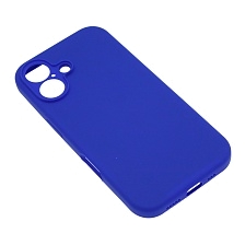 Чехол накладка Silicone Case для APPLE iPhone 16, L-ogo, защита камеры, силикон, бархат, цвет космически синий
