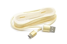USB Дата-кабель "TIGER" Type-C в тканевой оплетке 1.5 метра (золотистый/европакет).