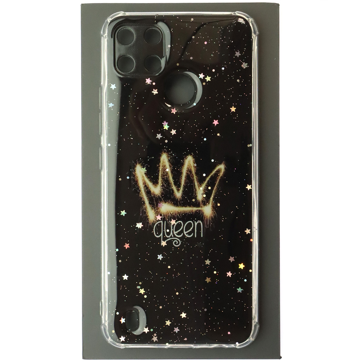 Чехол накладка для Realme C21Y, C25Y, силикон, глянцевый, блестки, рисунок Queen Чехол накладка для Realme C21Y, C25Y, силикон, глянцевый, блестки, рисунок Queen