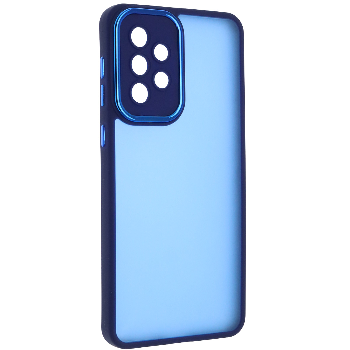 Чехол накладка KING для SAMSUNG Galaxy A33 5G, силикон, пластик, защита камеры, цвет окантовки темно синий