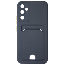 Чехол накладка BUTTON для SAMSUNG Galaxy A34 5G, силикон, отдел для карт, цвет темно синий