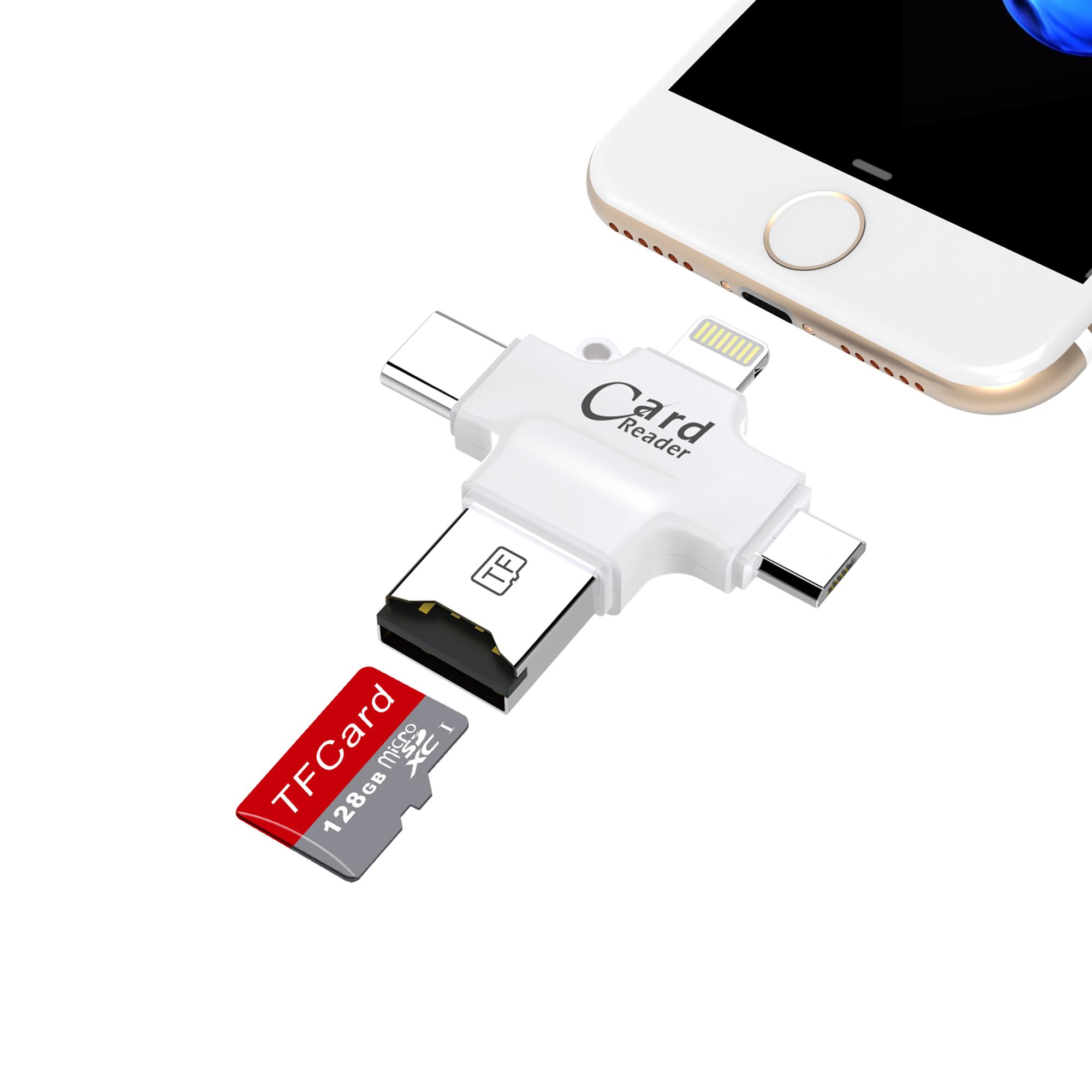 iDragon Lightning Card Reader /кабель+USB/карта памяти/поддержка FAT32/TF/ iOS и Android/ белый.
