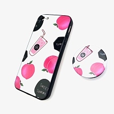 Чехол накладка для APPLE iPhone 5, 5S, SE, силикон с поп сокетом, рисунок Сок.