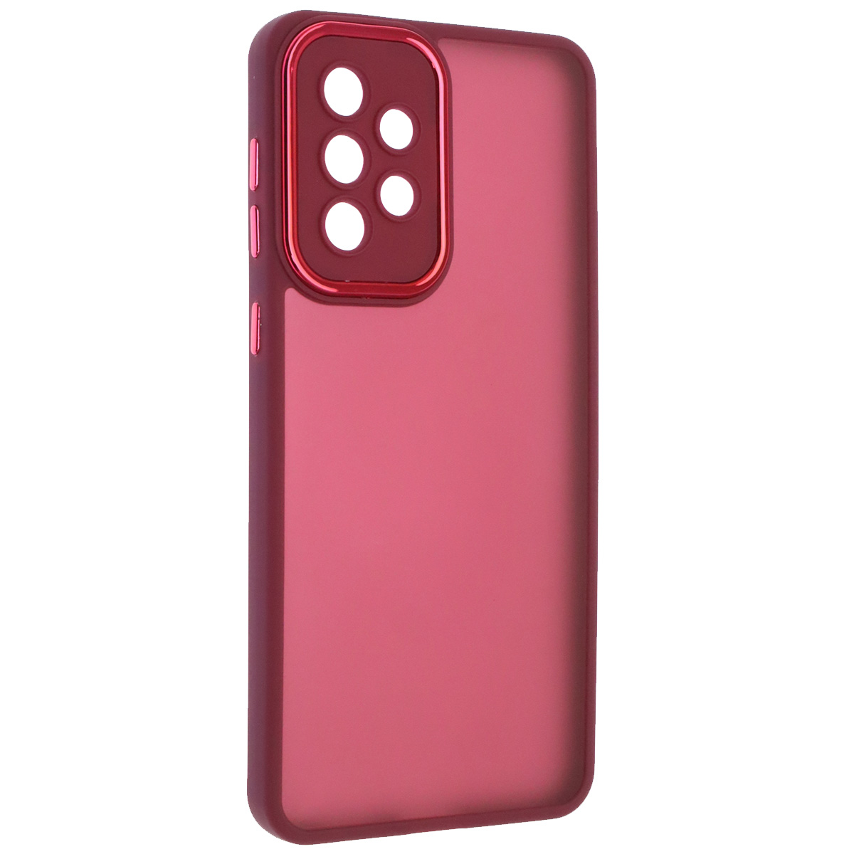 Чехол накладка KING для SAMSUNG Galaxy A33 5G, силикон, пластик, защита камеры, цвет окантовки бордовый