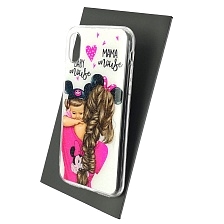 Чехол накладка для APPLE iPhone X, iPhone XS, силикон, блестки, глянцевый, рисунок Super Mama Mom of Girls