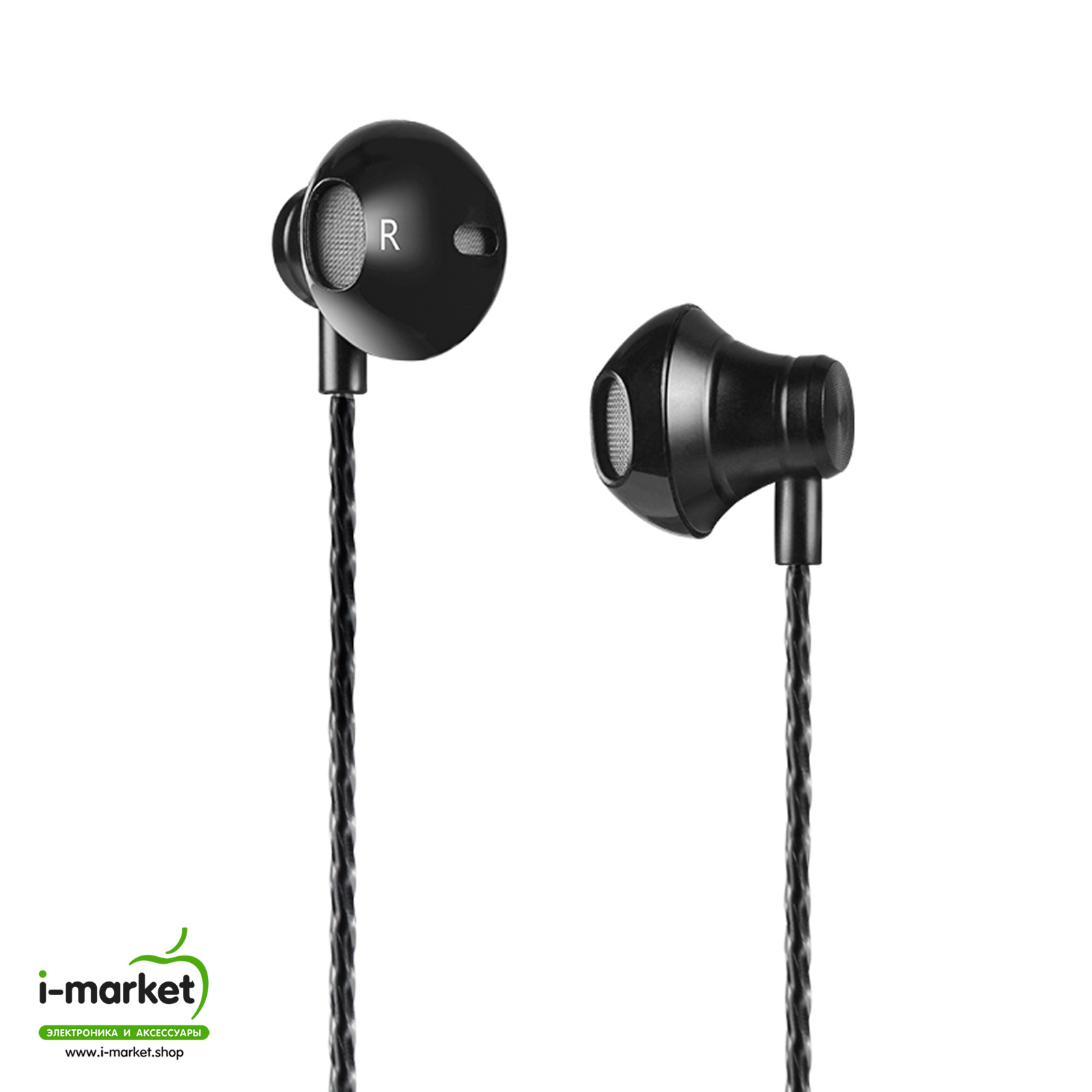 Гарнитура (наушники с микрофоном) проводная, HOCO M18 Gesi Metallic earphones, цвет черный.
