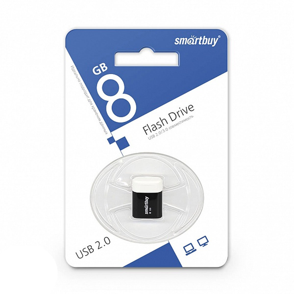 Флешка USB 2.0 8GB SMARTBUY Lara, цвет черный
