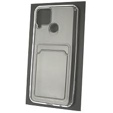 Чехол накладка CARD CASE для Realme C15, силикон, отдел для карт, цвет прозрачный