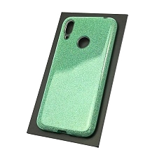 Чехол накладка Shine для HUAWEI Y7 2019, силикон, блестки, цвет зеленый