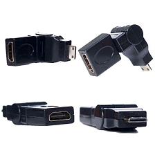 Переходник H167 с mini HDMI (папа) на HDMI (мама), с регулировкой угла наклона 360°, цвет черный