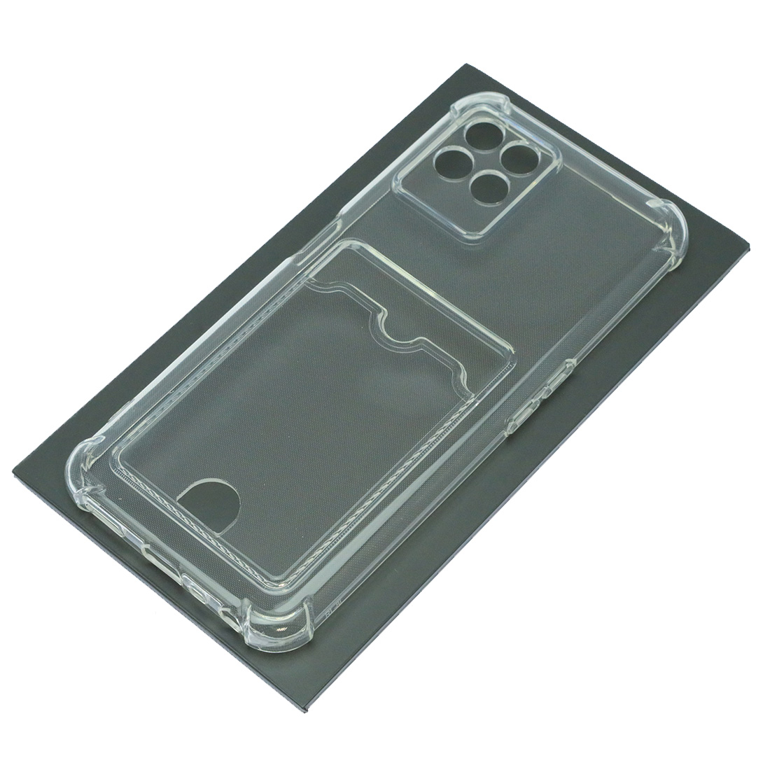 Чехол накладка для Realme 8i, силикон, отдел для карт, цвет прозрачный