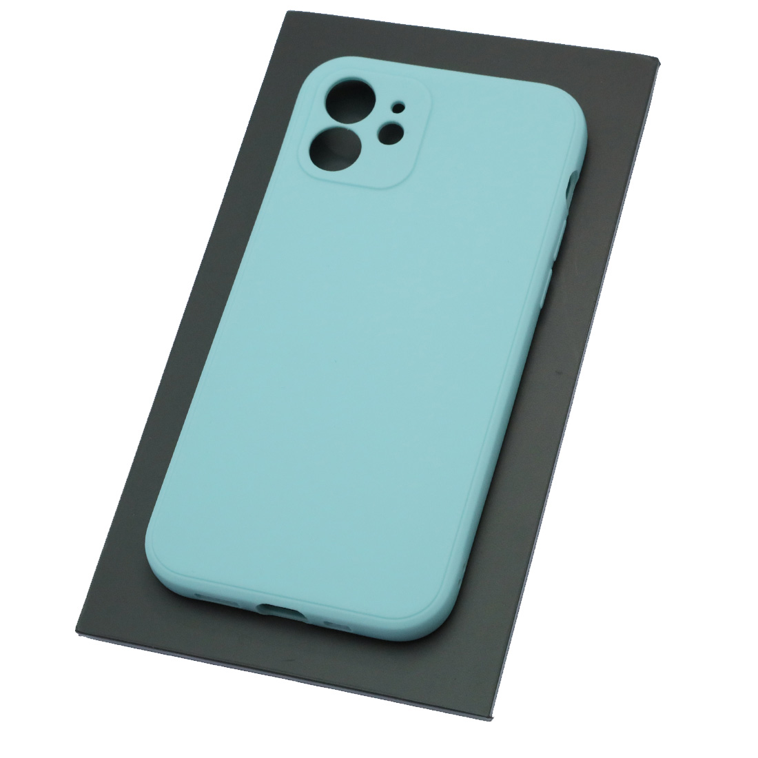 Чехол накладка для APPLE iPhone 12, силикон, бархат, цвет светло голубой