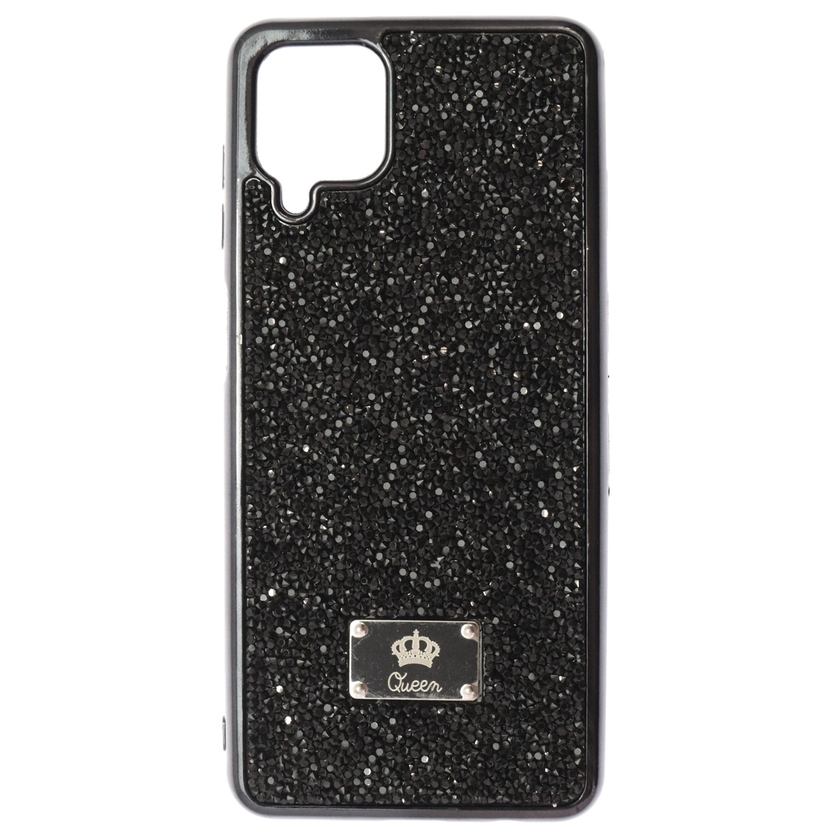 Чехол накладка Queen для SAMSUNG Galaxy A12 (SM-A125), M12 (SM-M127F), силикон, стразы, цвет черный Чехол накладка Queen для SAMSUNG Galaxy A12 (SM-A125), M12 (SM-M127F), силикон, стразы, цвет черный