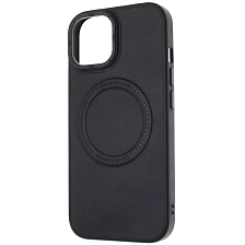 Чехол накладка Modern Stylish с поддержкой MagSafe для APPLE iPhone 15, защита камеры, экокожа, бархат, цвет черный