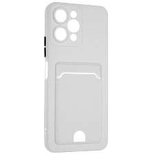 Чехол накладка BUTTON для XIAOMI Redmi 12 4G, защита камеры, силикон, отдел для карт, цвет белый