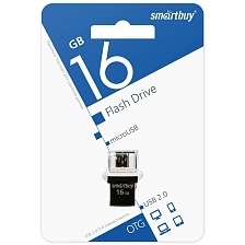 Флешка 16GB SMARTBUY POKO series SB16GBPO-K, USB 2.0, OTG microUSB, цвет черный