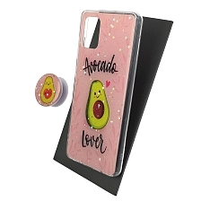 Чехол накладка для SAMSUNG Galaxy A51 (SM-A515), силикон, фактурный глянец, с поп сокетом, рисунок Avocado