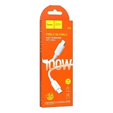 Кабель HOCO X96 USB Type C на USB Type C, 5A, 100W, длина 1 метр, цвет белый