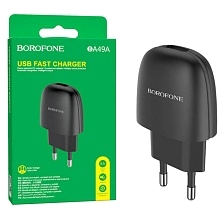 СЗУ (Сетевое зарядное устройство) BOROFONE BA49A, 2.1A, 1 USB, цвет черный