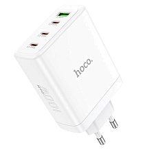 СЗУ (Сетевое зарядное устройство) HOCO N31 Leader, 100W, 3 USB Type C, 1 USB, QC3.0, цвет белый