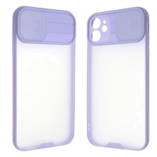 Чехол накладка LIFE TIME для APPLE iPhone 11 (6.1), силикон, пластик, матовый, со шторкой для защиты задней камеры, цвет окантовки сиреневый