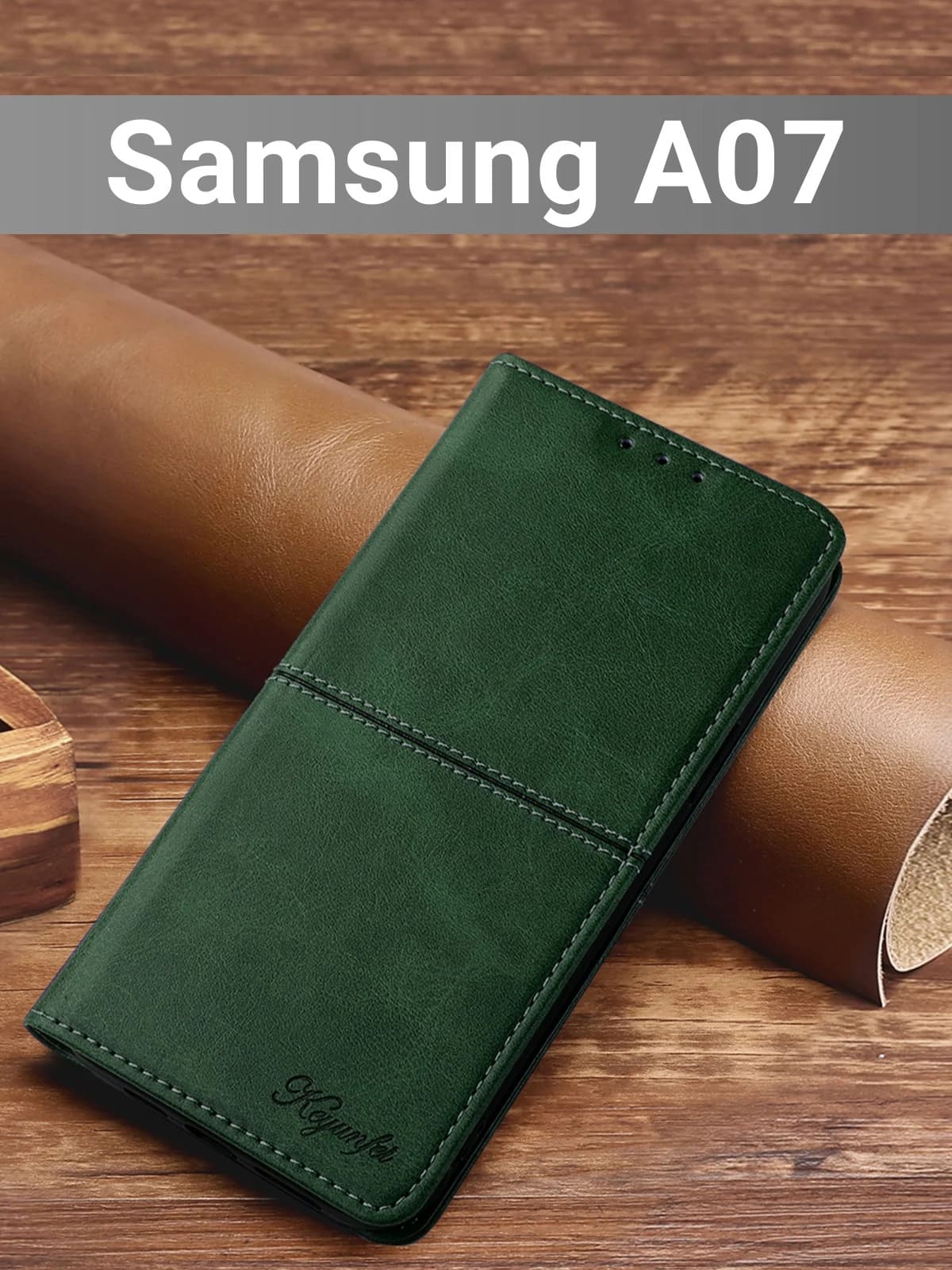 Чехол книжка elitcase для SAMSUNG Galaxy A07, защита камеры, цвет темно-зеленый