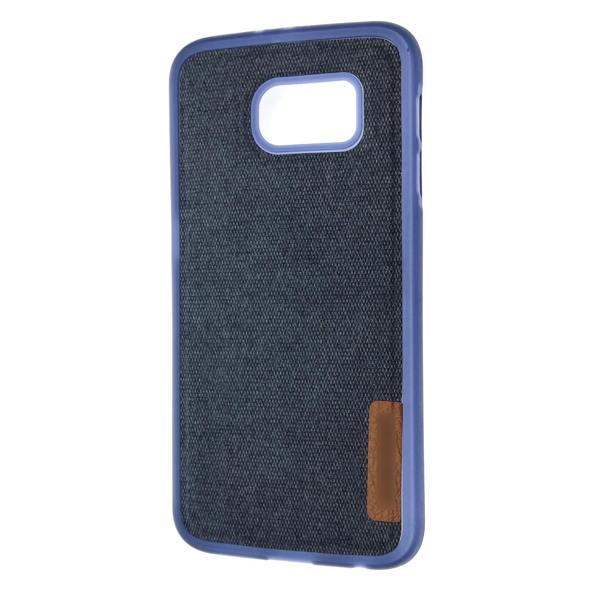 Чехол накладка для SAMSUNG Galaxy S6 (SM-G920), силикон, ткань, цвет темно синий