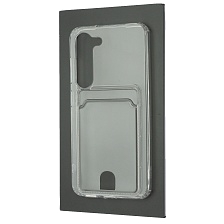 Чехол накладка CARD CASE для SAMSUNG Galaxy S23, силикон, отдел для карт, цвет прозрачный