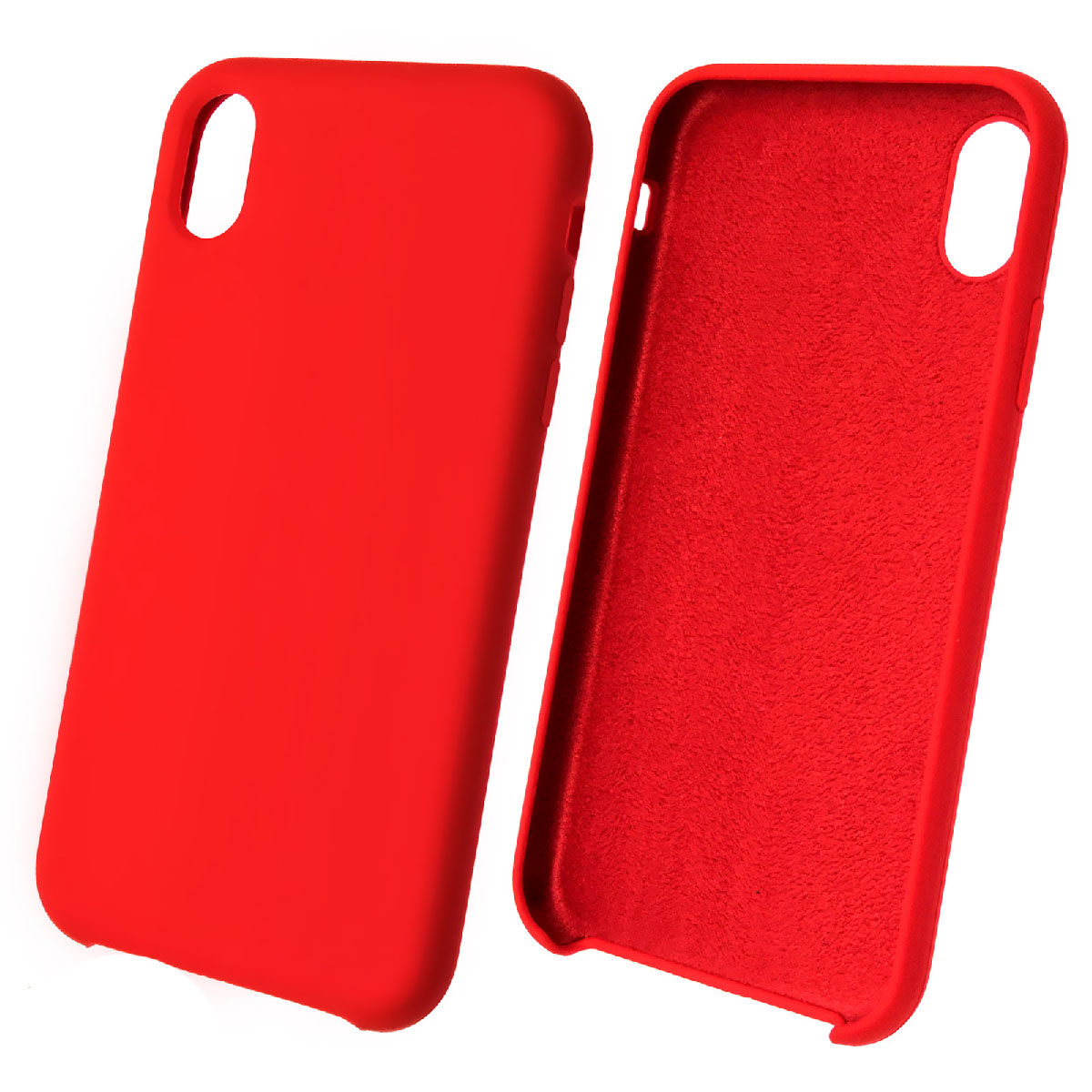 Чехол накладка Silicon Case для APPLE iPhone XR, силикон, бархат, цвет красный.