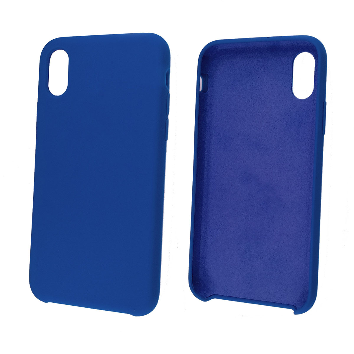Чехол накладка Silicon Case для APPLE iPhone X, XS, силикон, бархат, цвет ярко синий.