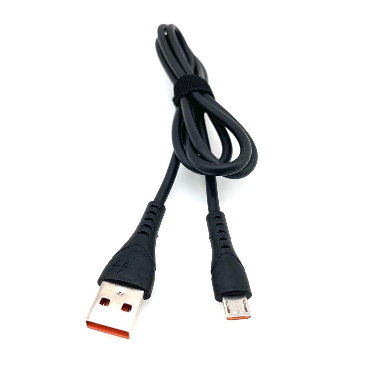 USB Дата-кабель "G03" micro USB силиконовый 1 метр чёрный, оранжевые контакты.