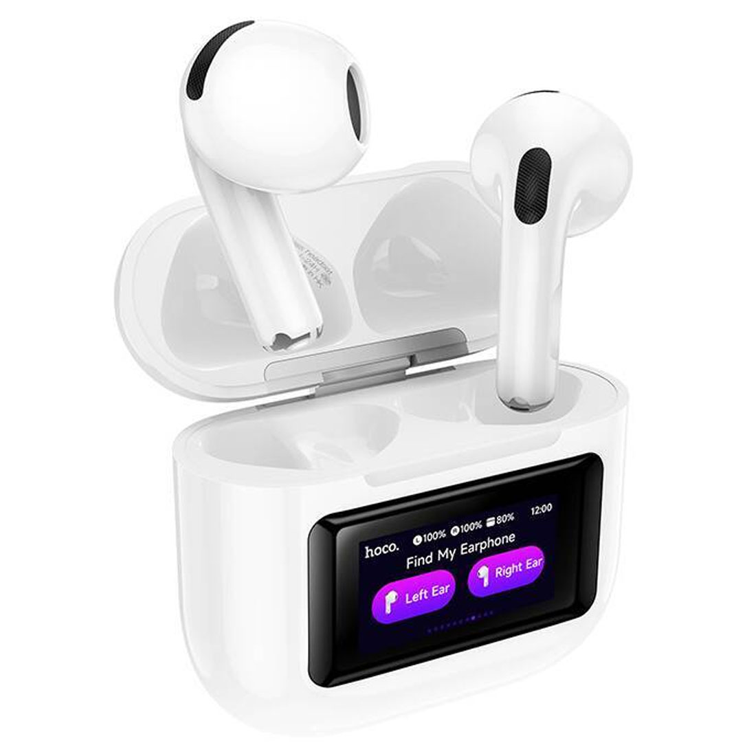 Гарнитура (наушники с микрофоном) беспроводная, HOCO EW73 Randy, сенсорный дисплей, цвет белый