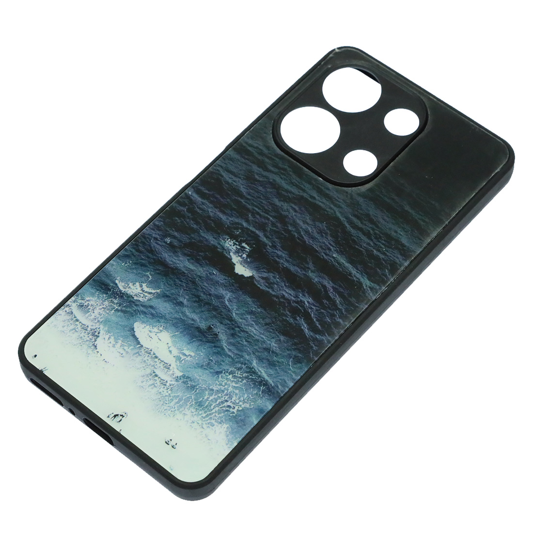 Чехол накладка для XIAOMI Redmi Note 13 4G, защита камеры, пластик, силикон, рисунок Океан