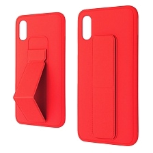 Чехол накладка STAND для XIAOMI Redmi 9A, подставка, магнит, экокожа, цвет красный