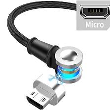 Кабель с магнитной насадкой 180° для устройств с разъемом Micro USB, 5V-2.1A, длина 1 метр, цвет черный | Последняя цена