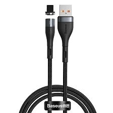 Магнитный кабель Baseus Zinc Magnetic APPLE Lightning 8 pin, 2.4A, длина 1 метр, цвет черно серый