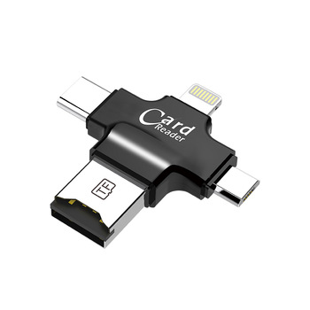 iDragon 4в1 Card Reader /USB-2/карта памяти/поддержка FAT32/TF/ iOS и Android/ черный.