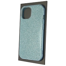 Чехол накладка SHINE для APPLE iPhone 13, силикон, блестки, цвет голубой