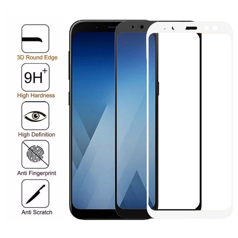 Защитное стекло ASH Glass FULL GLUE для SAMSUNG Galaxy A5/A8 2018 (SM-A530), цвет канта белый.