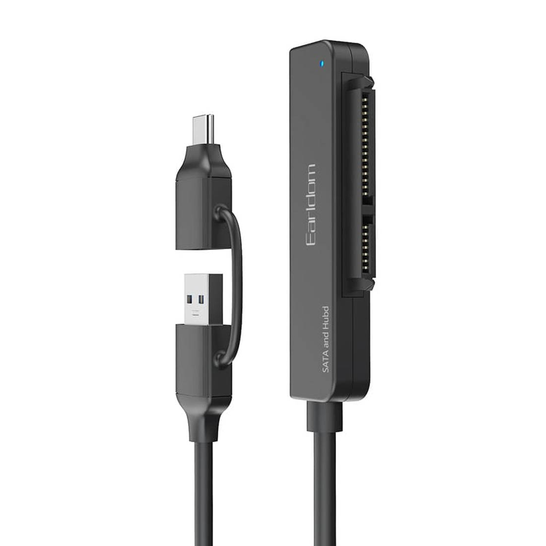 Переходник (кабель) Earldom ET-W36 2в1 USB-C/USB - SATA, для подключения HDD / SSD, длина 50 см, цвет черный