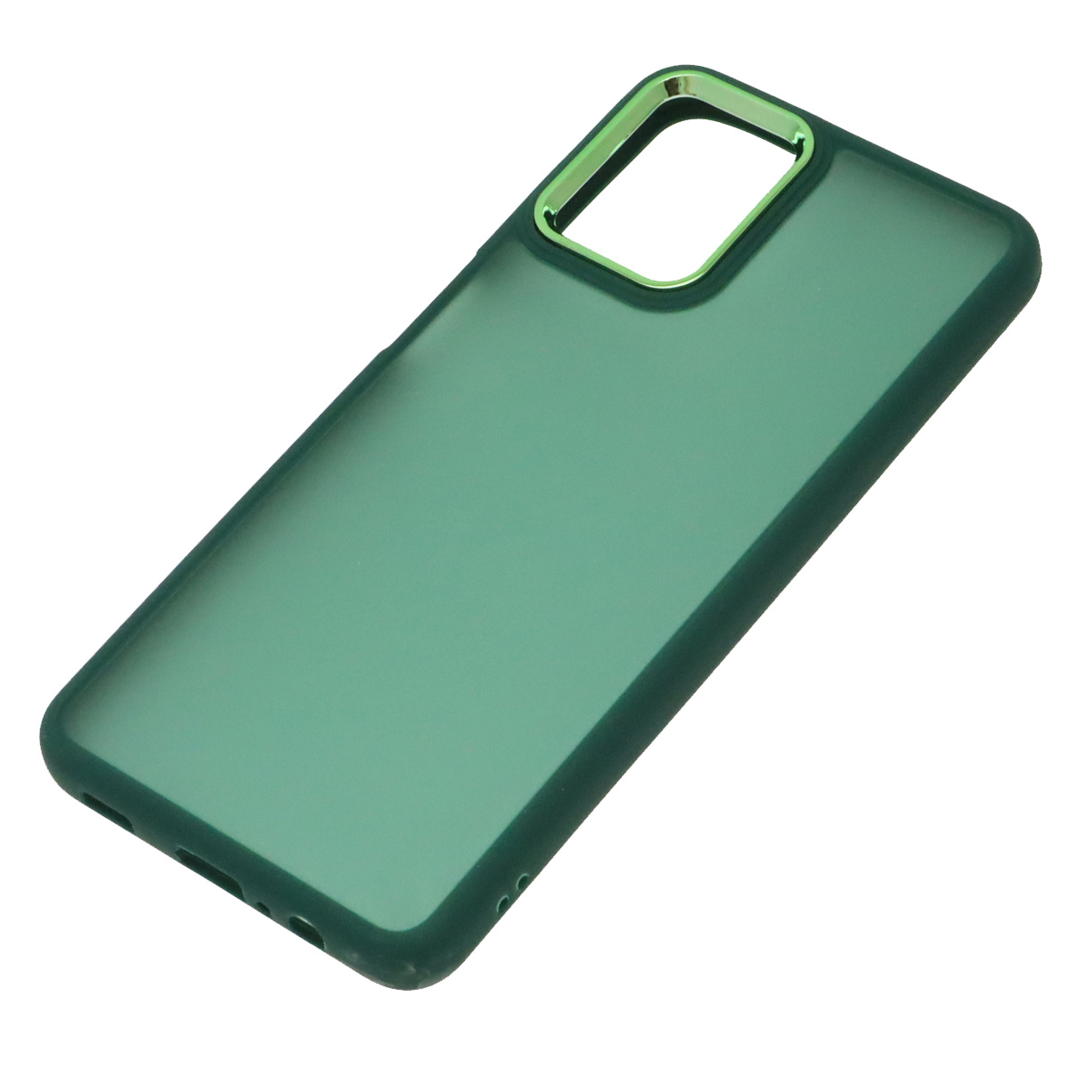 Чехол накладка для SAMSUNG Galaxy A12 4G (SM-A125), M12 (SM-A125F), силикон, пластик, цвет окантовки темно зеленый