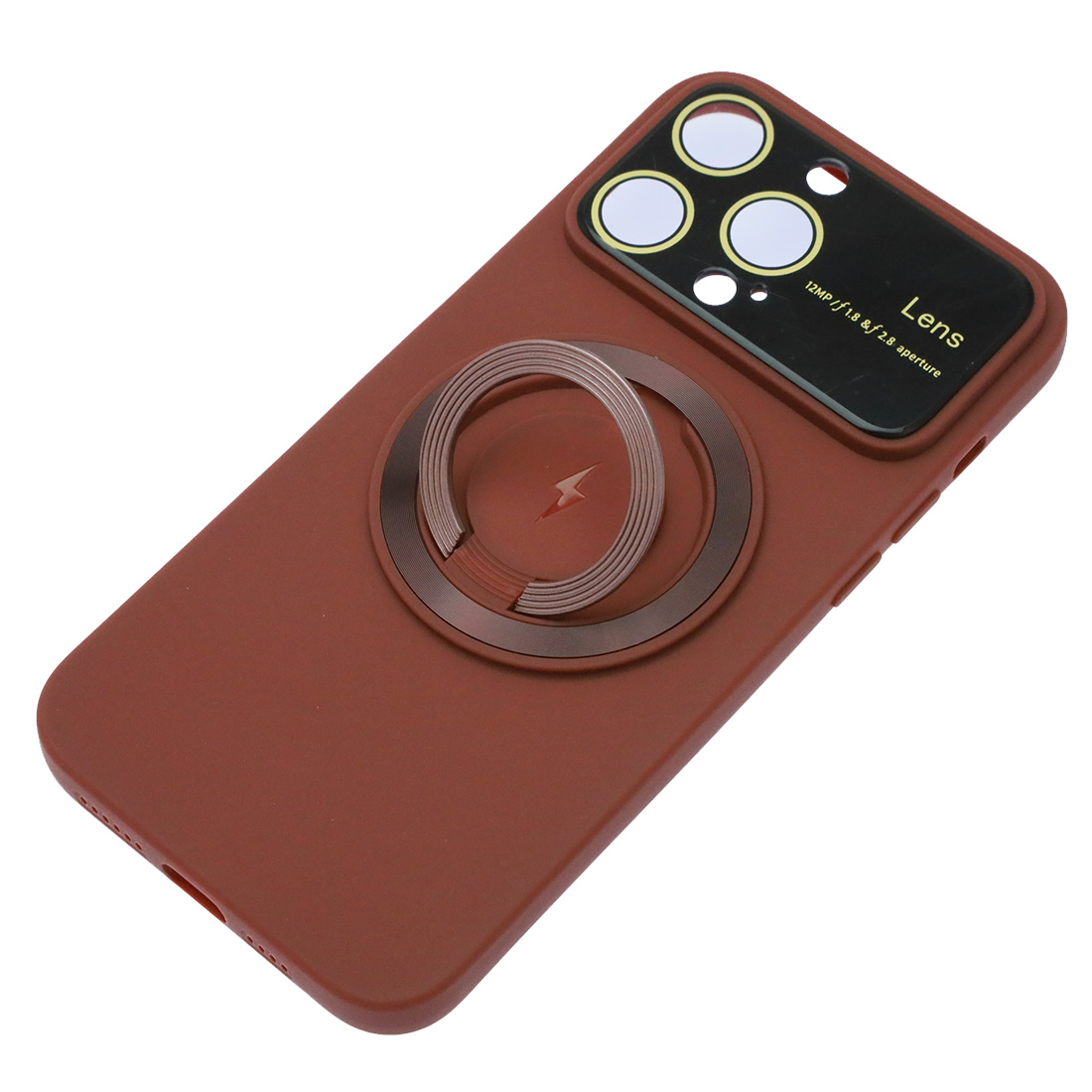 Чехол накладка с поддержкой MagSafe для APPLE iPhone 15 Pro Max, силикон, защита камеры, подставка, цвет бордовый