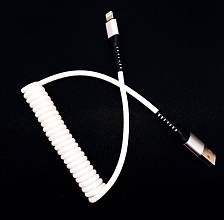 USB Дата-кабель APPLE Lightning 8-pin, витой в кожаной оплётке, 1.2 метра, 3A, цвет белый.