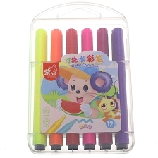 Набор фломастеров ZISHU ZS-204-12, на водной основе, в пластиковой коробке (комплект из 12 шт.)