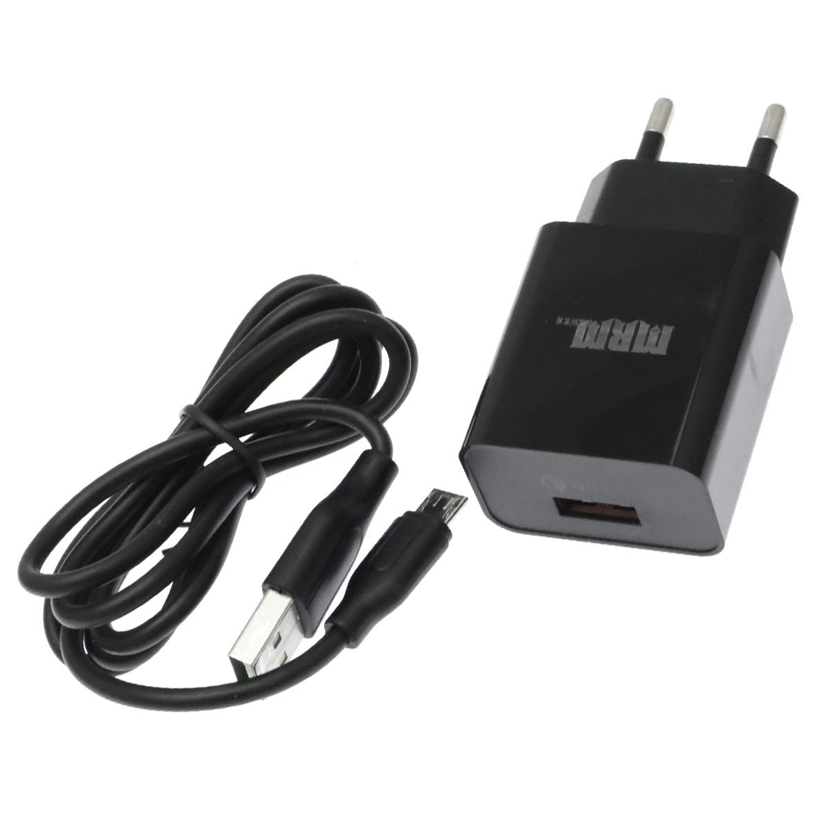СЗУ (Сетевое зарядное устройство) MRM P30 с кабелем Micro USB, 3A, 1 USB, QC3.0, длина 1 метр, цвет черный